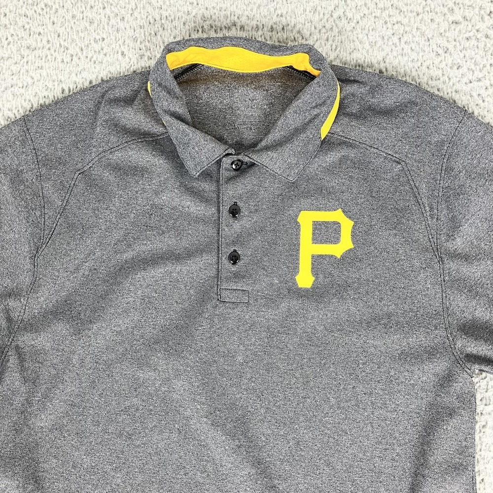 Pittsburgh Pirates Shirt Mens Medium Gray MLB Baseball Nike Dri Fit Polo
